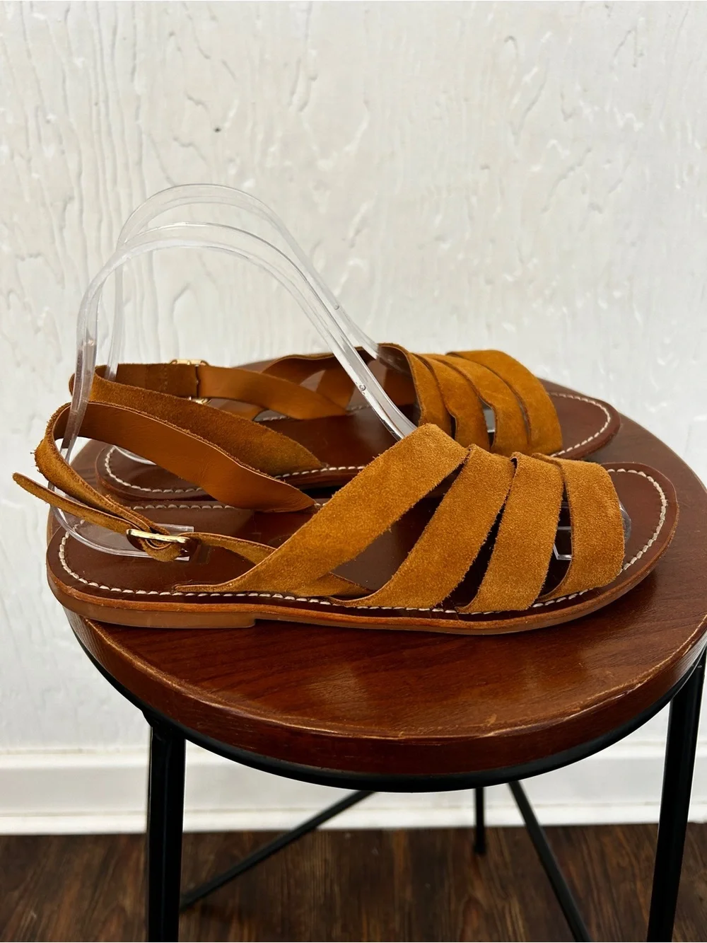MANGO Suede Strappy Sandals Brown 8/39 Desert Safari Neutral Staple Beach - Picture 4 of 5